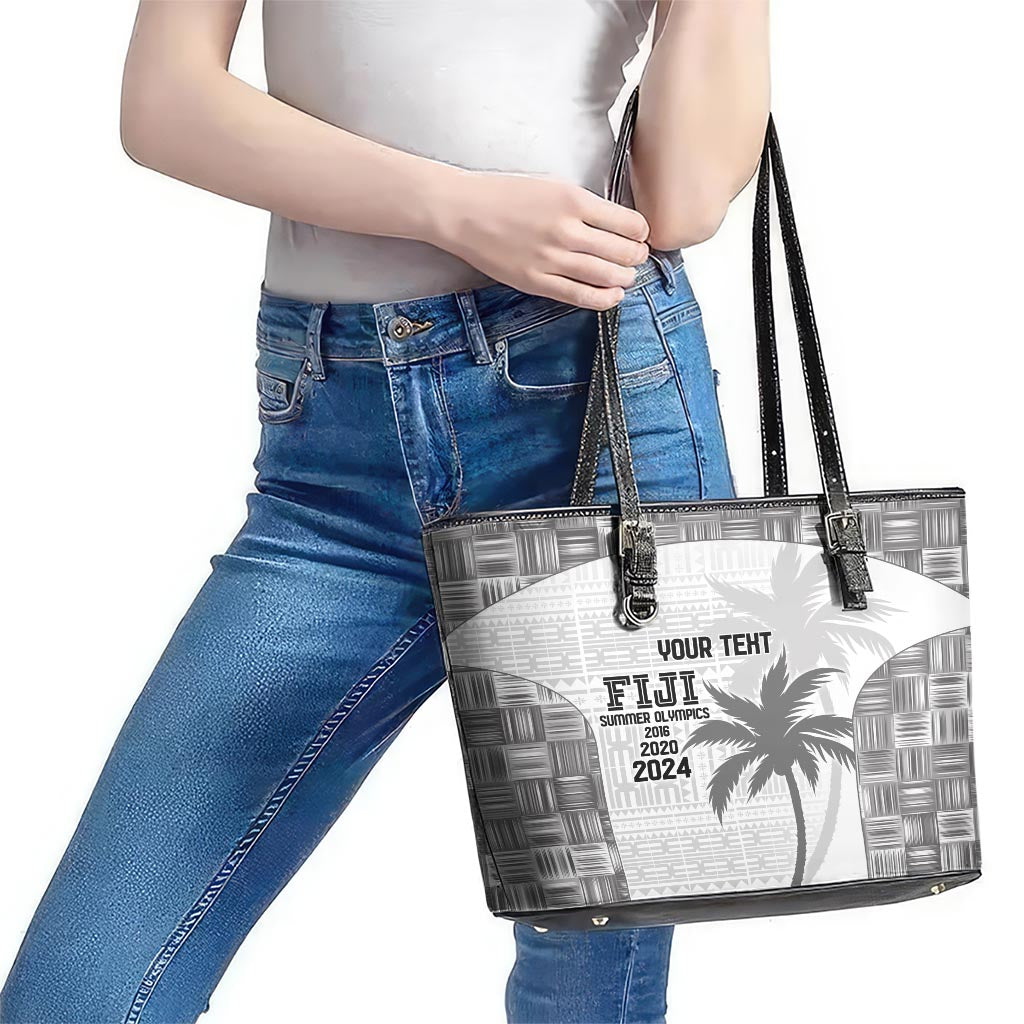 Custom Fiji Rugby Leather Tote Bag History Champions World Cup 7s - White