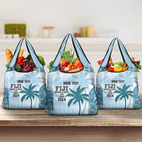 Custom Fiji Rugby Grocery Bag History Champions World Cup 7s - Bllue