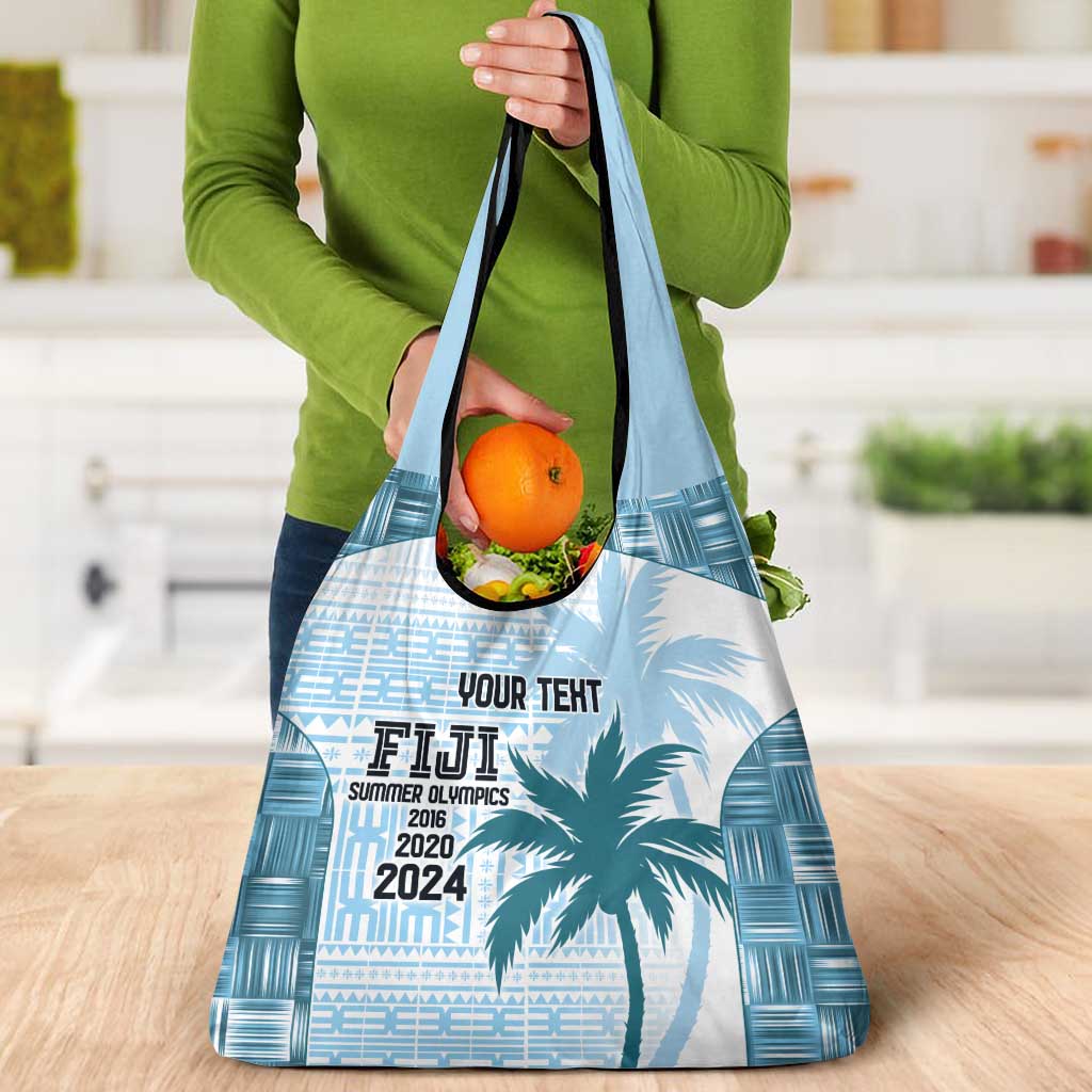 Custom Fiji Rugby Grocery Bag History Champions World Cup 7s - Bllue