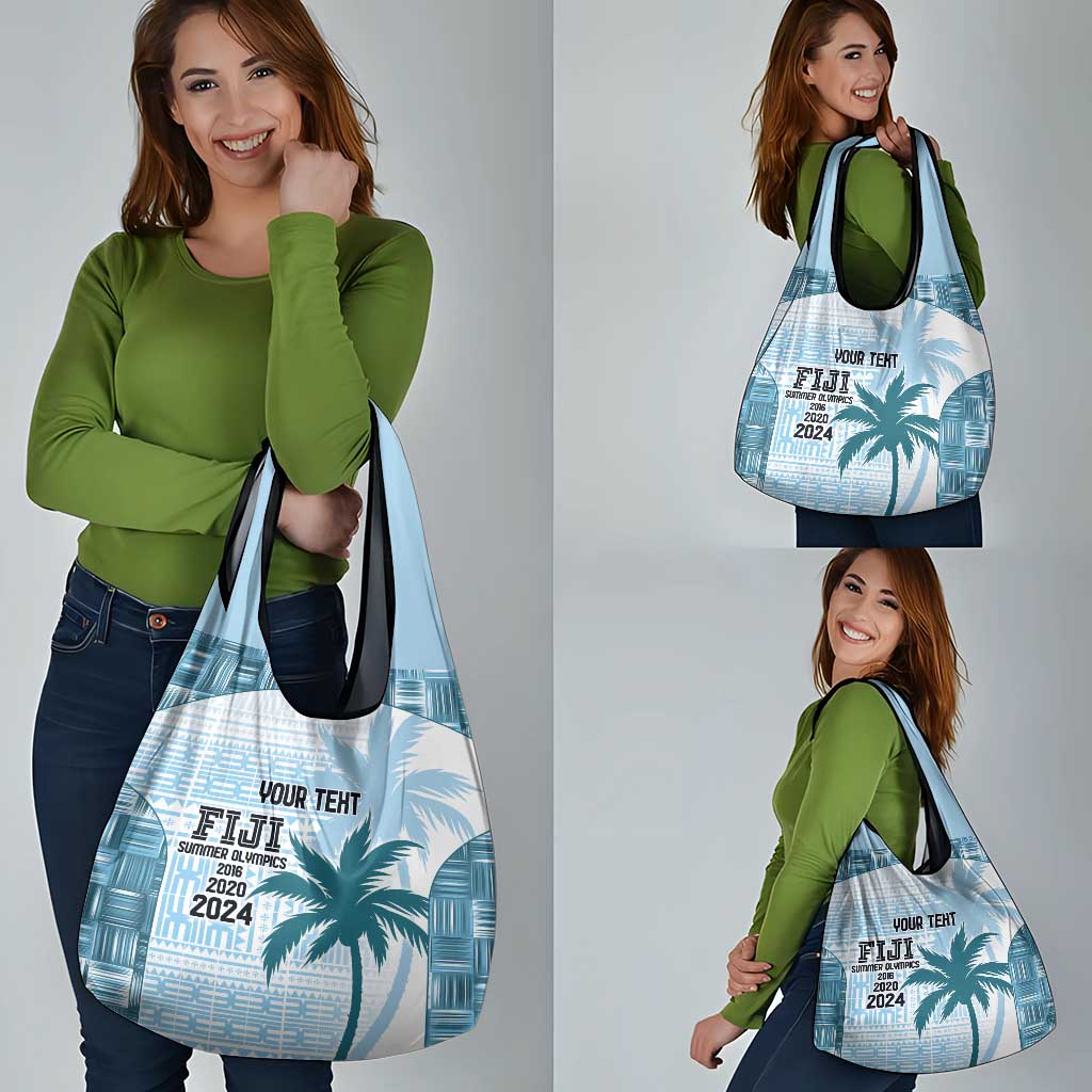 Custom Fiji Rugby Grocery Bag History Champions World Cup 7s - Bllue