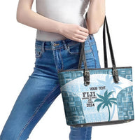 Custom Fiji Rugby Leather Tote Bag History Champions World Cup 7s - Bllue