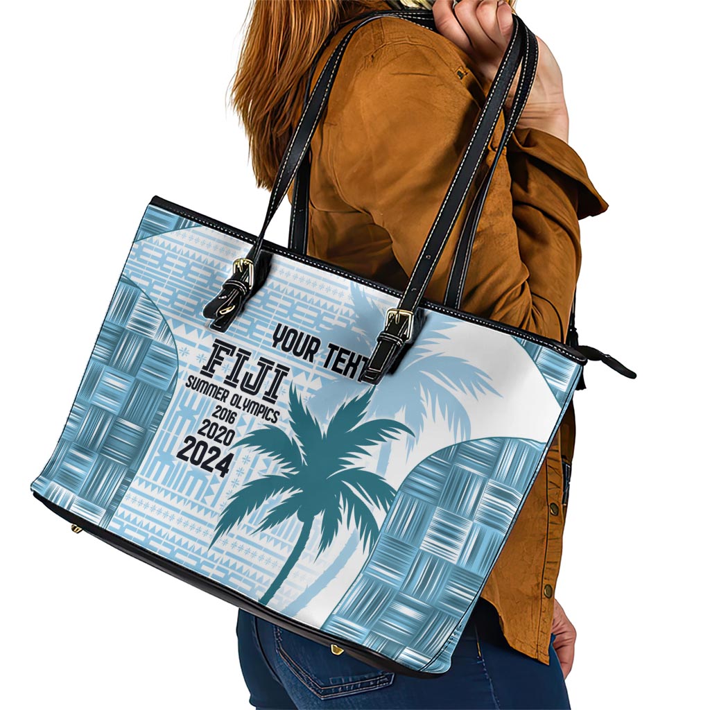 Custom Fiji Rugby Leather Tote Bag History Champions World Cup 7s - Bllue