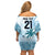 Custom Fiji Rugby Off Shoulder Short Dress History Champions World Cup 7s - Bllue