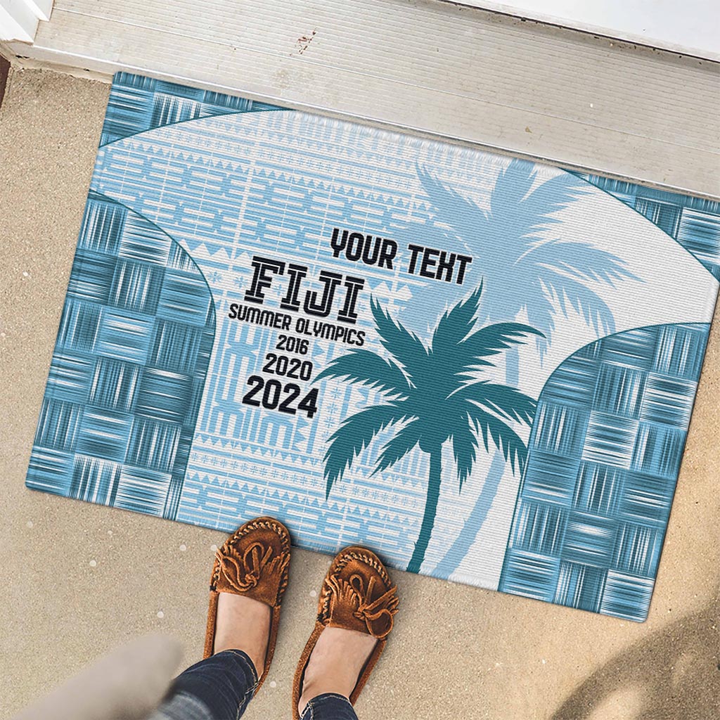 Custom Fiji Rugby Rubber Doormat History Champions World Cup 7s - Bllue