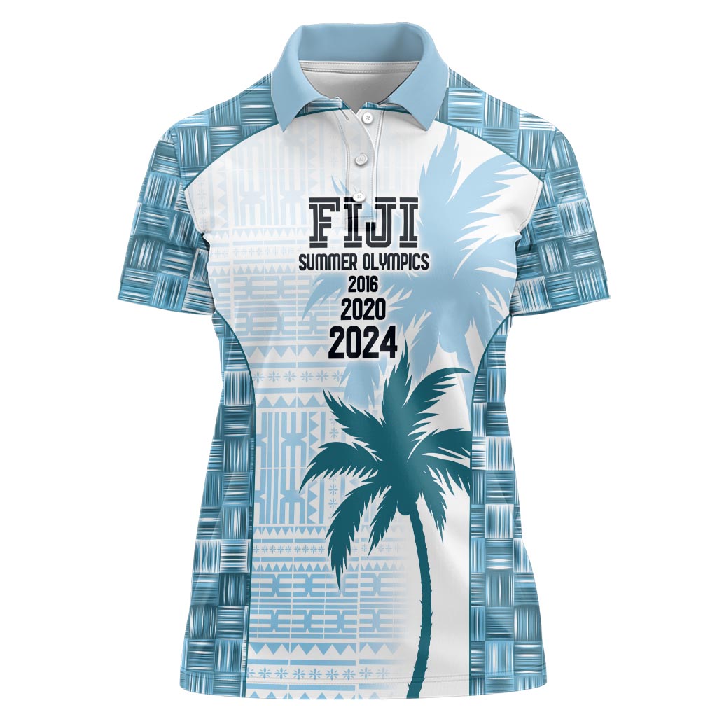 Custom Fiji Rugby Women Polo Shirt History Champions World Cup 7s - Bllue