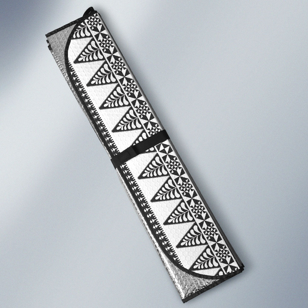 Custom Rugby Fiji National Heritage Auto Sun Shade White Traditional Masi Inspired