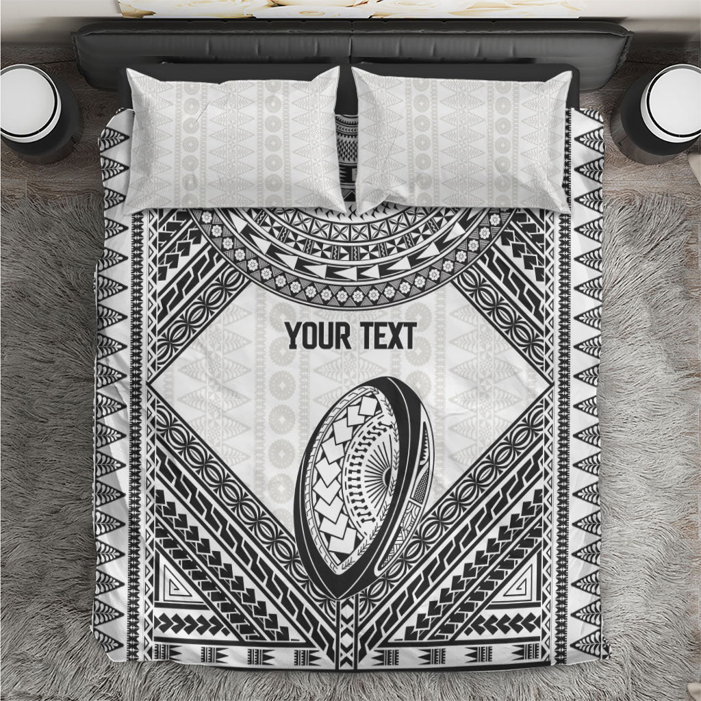 Custom Rugby Fiji National Heritage Bedding Set White Traditional Masi Inspired