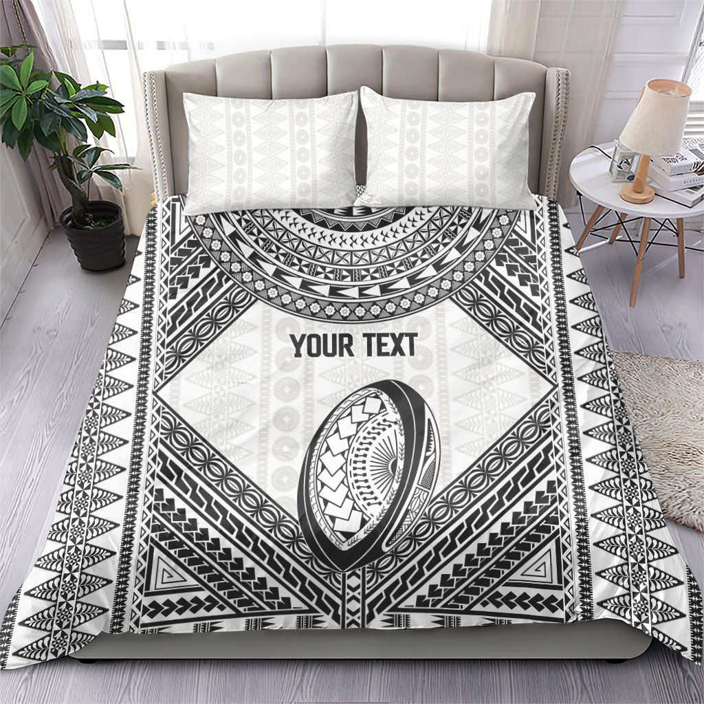 Custom Rugby Fiji National Heritage Bedding Set White Traditional Masi Inspired
