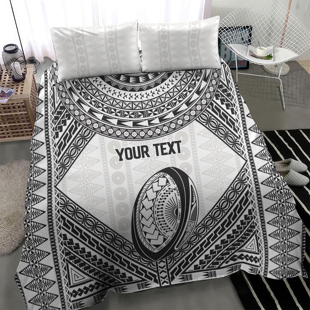Custom Rugby Fiji National Heritage Bedding Set White Traditional Masi Inspired