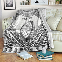 Custom Rugby Fiji National Heritage Blanket White Traditional Masi Inspired