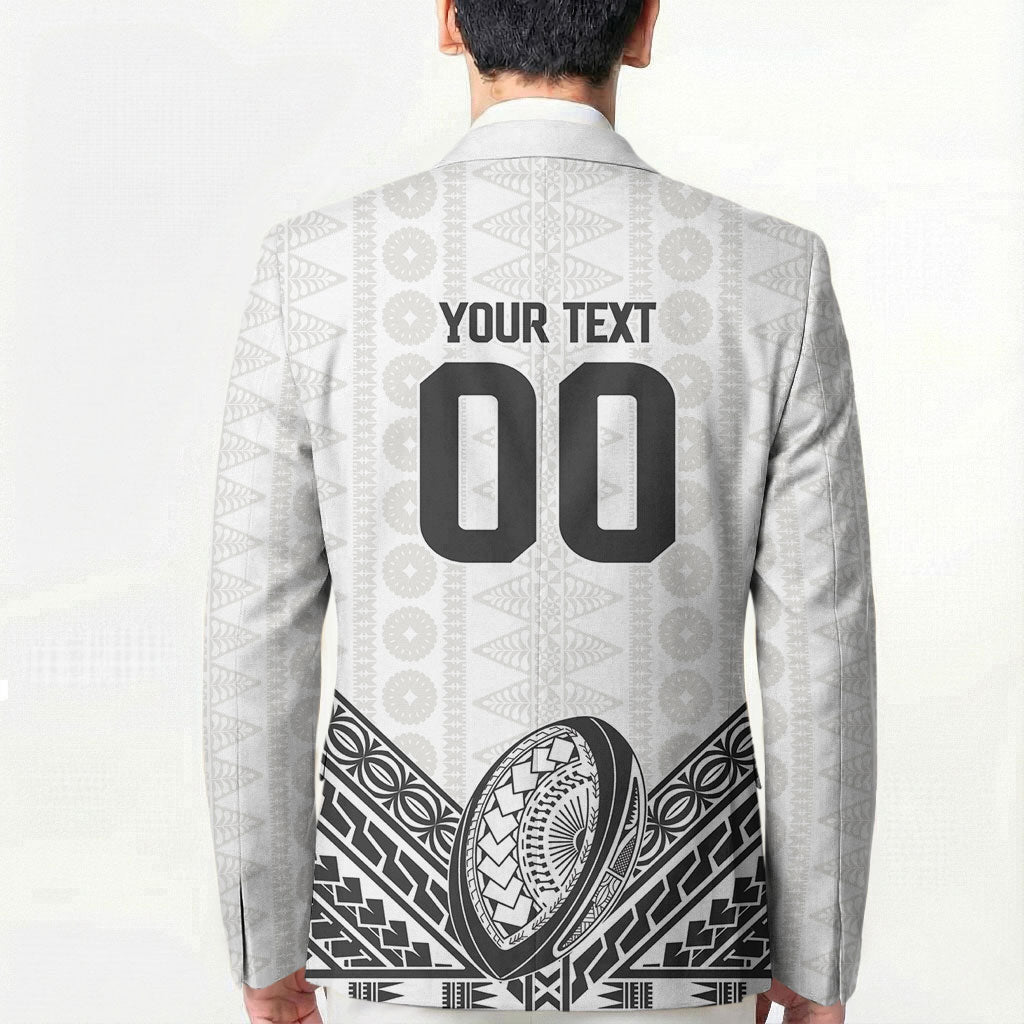 Custom Rugby Fiji National Heritage Blazer White Traditional Masi Inspired