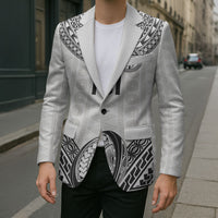 Custom Rugby Fiji National Heritage Blazer White Traditional Masi Inspired