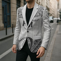 Custom Rugby Fiji National Heritage Blazer White Traditional Masi Inspired