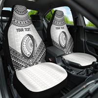 Custom Rugby Fiji National Heritage Car Seat Cover White Traditional Masi Inspired