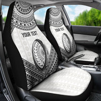 Custom Rugby Fiji National Heritage Car Seat Cover White Traditional Masi Inspired