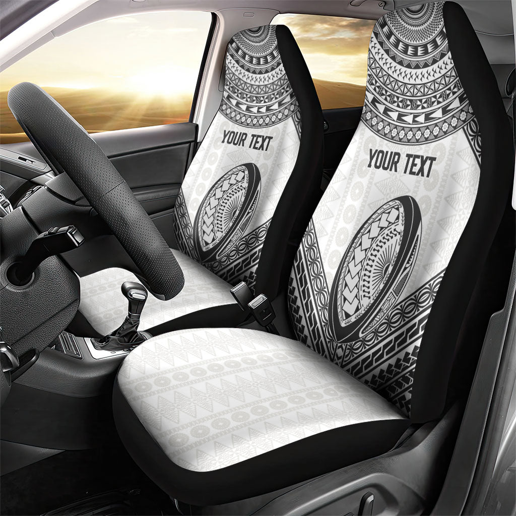 Custom Rugby Fiji National Heritage Car Seat Cover White Traditional Masi Inspired