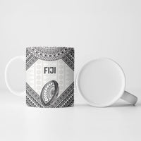 Custom Rugby Fiji National Heritage Ceramic Mug White Traditional Masi Inspired