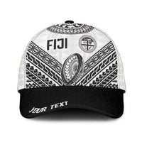 Personalised Rugby Fiji National Heritage Classic Cap White Traditional Masi Inspired