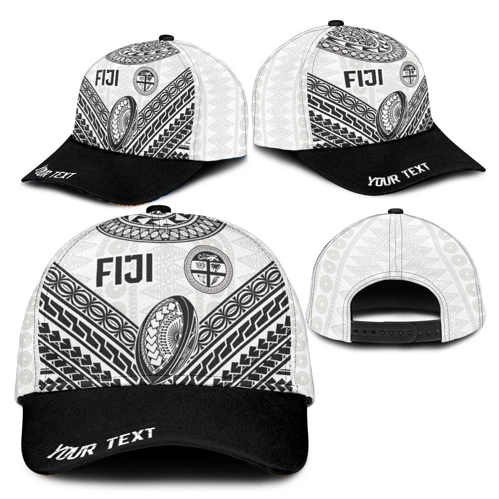 Personalised Rugby Fiji National Heritage Classic Cap White Traditional Masi Inspired