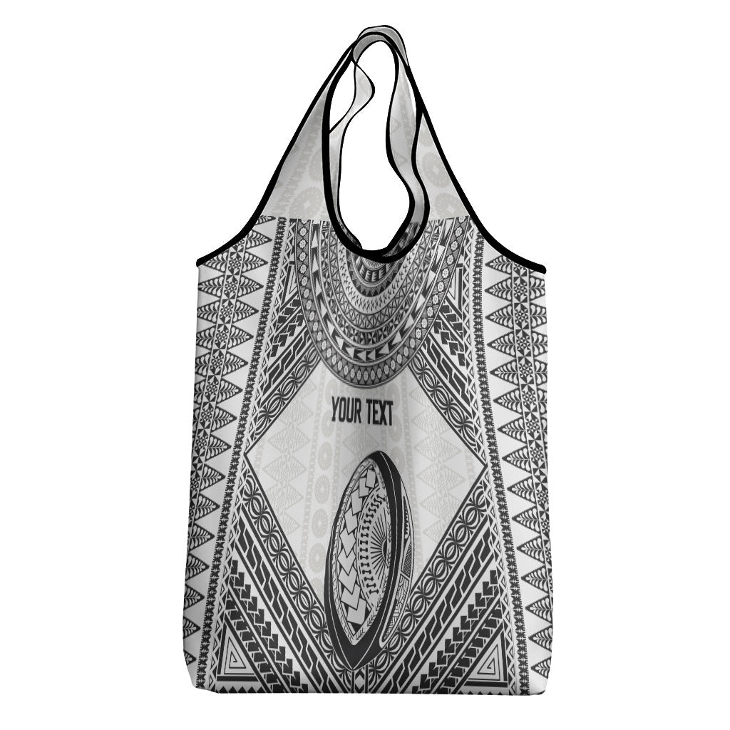 Custom Rugby Fiji National Heritage Grocery Bag White Traditional Masi Inspired