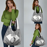 Custom Rugby Fiji National Heritage Grocery Bag White Traditional Masi Inspired