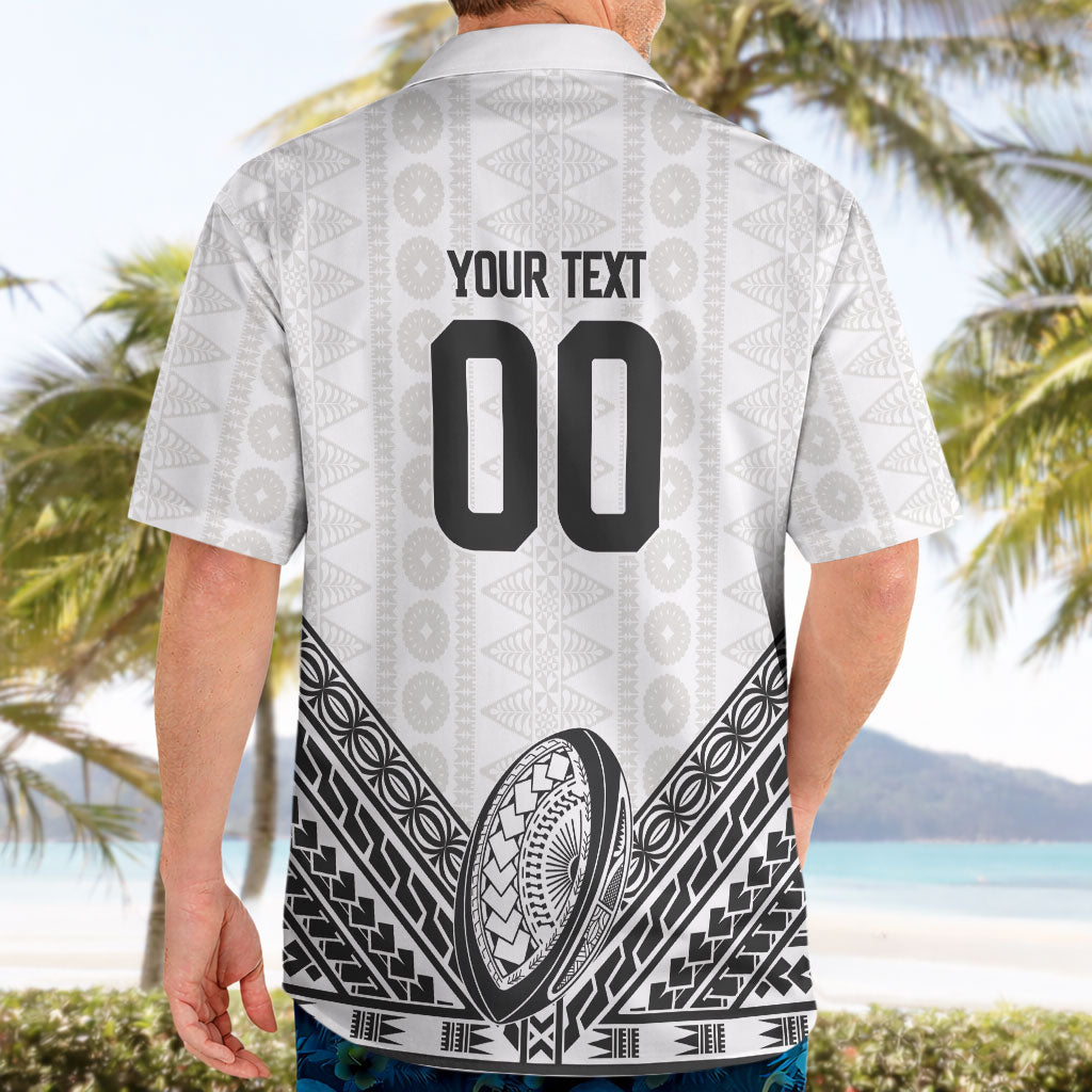 Custom Rugby Fiji National Heritage Hawaiian Shirt White Traditional Masi Inspired