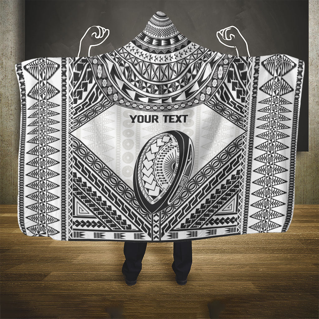 Custom Rugby Fiji National Heritage Hooded Blanket White Traditional Masi Inspired