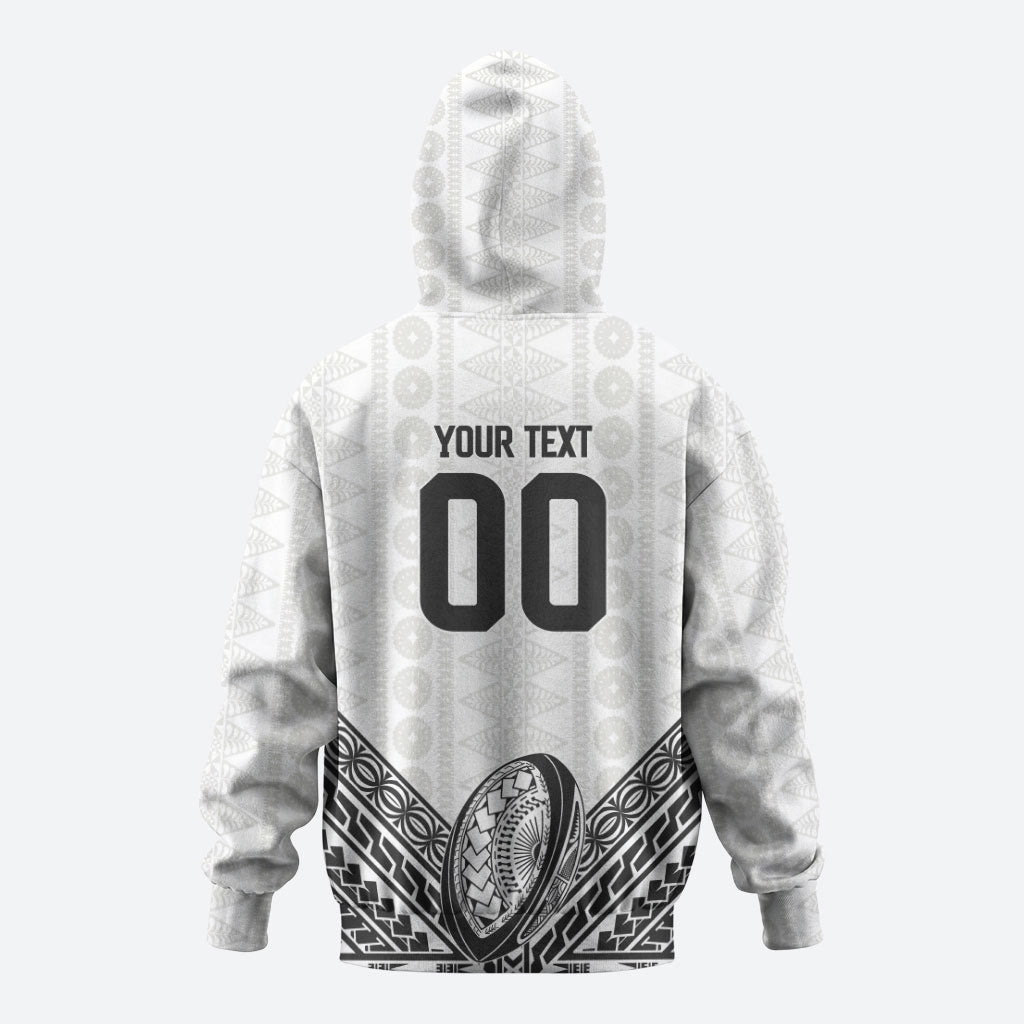 Custom Rugby Fiji National Heritage Hoodie White Traditional Masi Inspired