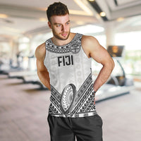 Custom Rugby Fiji National Heritage Men Tank Top White Traditional Masi Inspired