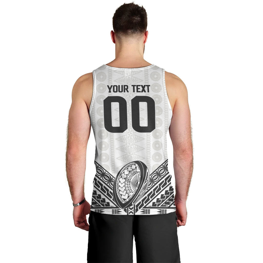 Custom Rugby Fiji National Heritage Men Tank Top White Traditional Masi Inspired