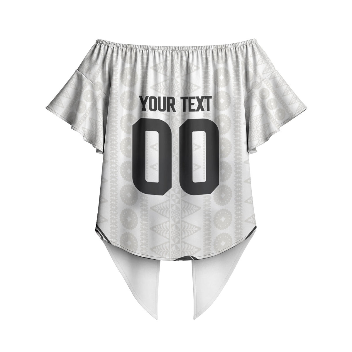 Custom Rugby Fiji National Heritage Off Shoulder Wrap Waist Top White Traditional Masi Inspired LT9 - Polynesian Pride