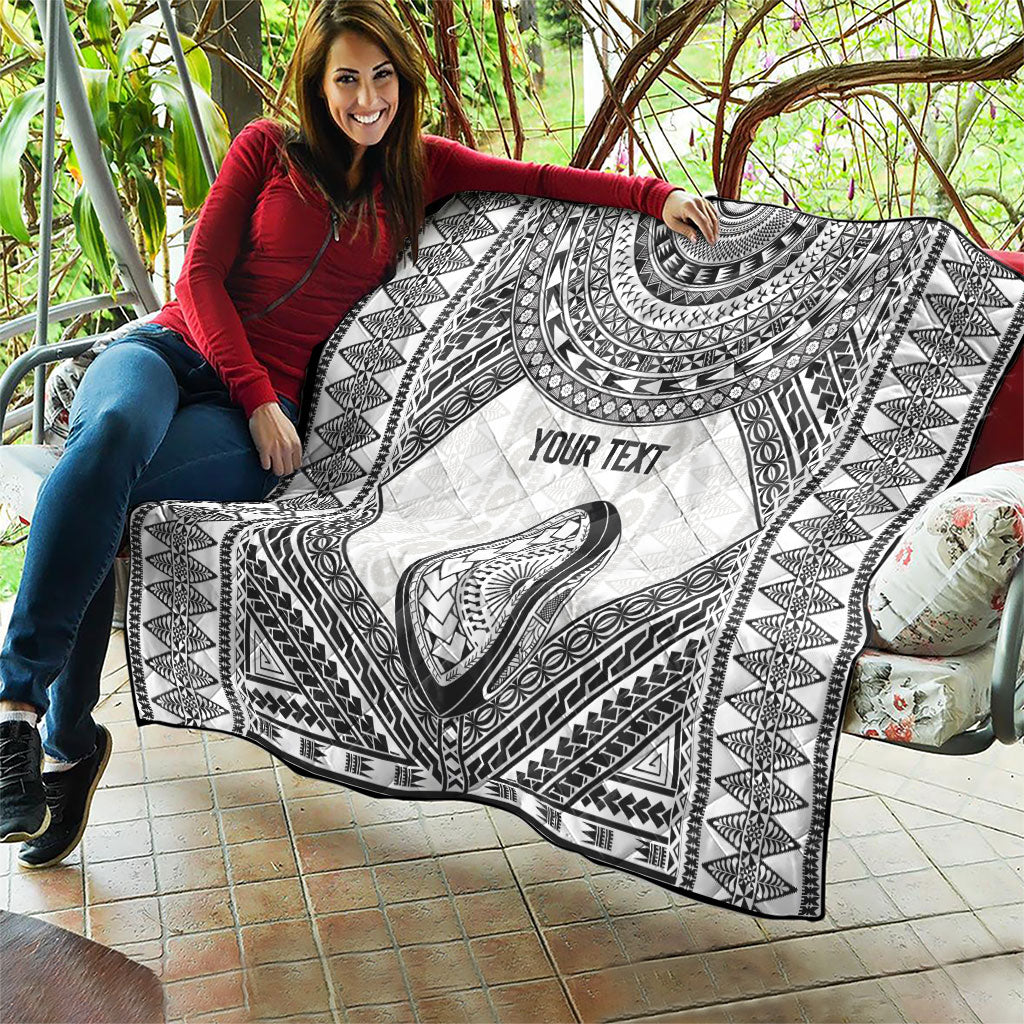 Custom Rugby Fiji National Heritage Quilt White Traditional Masi Inspired
