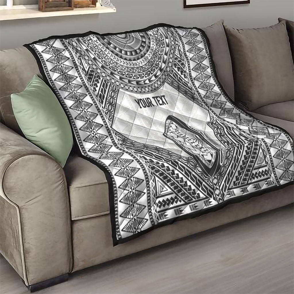 Custom Rugby Fiji National Heritage Quilt White Traditional Masi Inspired