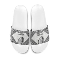 Custom Rugby Fiji National Heritage Slide Sandals White Traditional Masi Inspired
