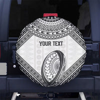 Custom Rugby Fiji National Heritage Spare Tire Cover White Traditional Masi Inspired