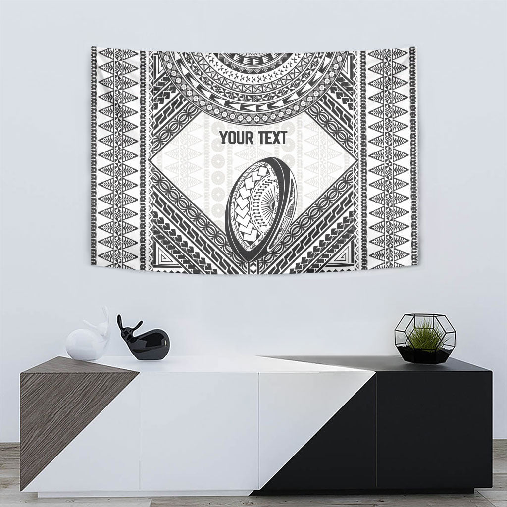 Custom Rugby Fiji National Heritage Tapestry White Traditional Masi Inspired