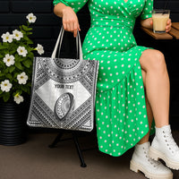 Custom Rugby Fiji National Heritage Tote Bag White Traditional Masi Inspired