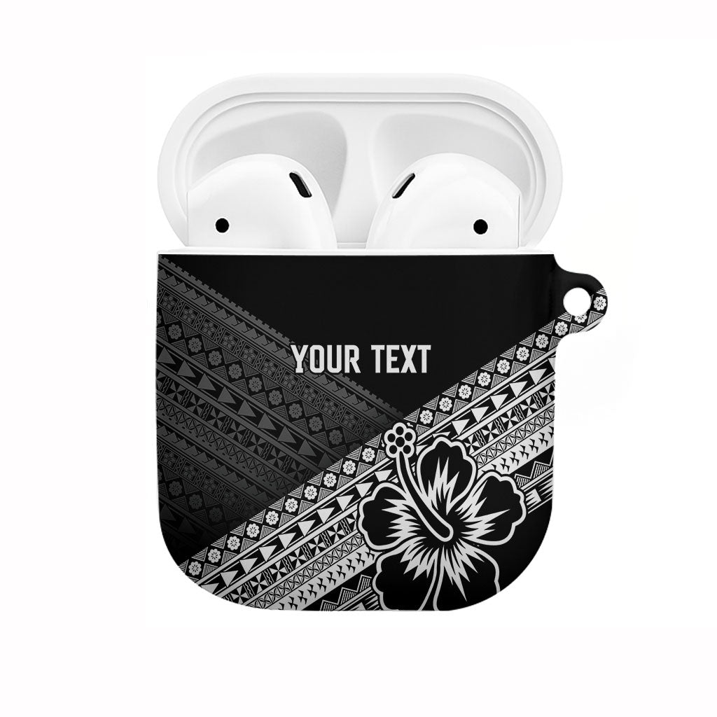 Custom Rugby Fiji AirPods Case Black Traditional Masi Inspired