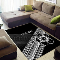 Custom Rugby Fiji Area Rug Black Traditional Masi Inspired