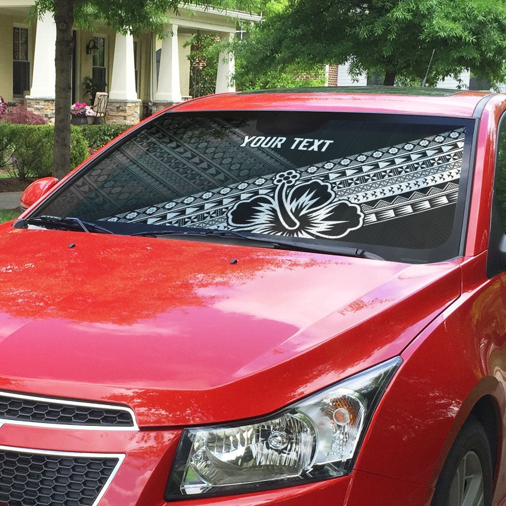 Custom Rugby Fiji Auto Sun Shade Black Traditional Masi Inspired