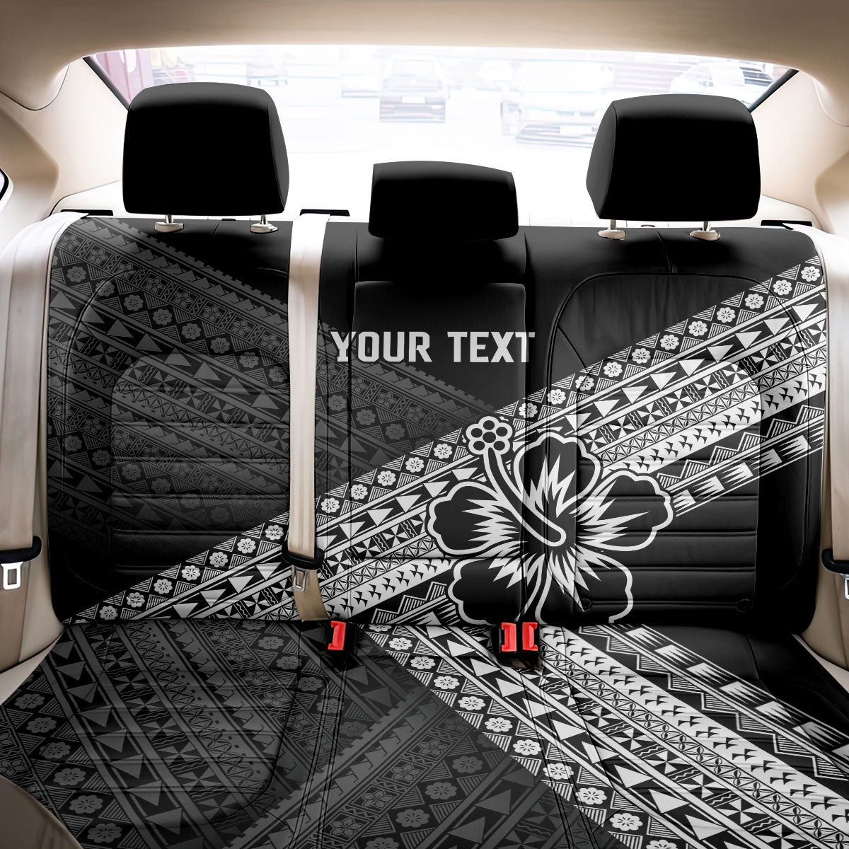 Custom Rugby Fiji Back Car Seat Cover Black Traditional Masi Inspired