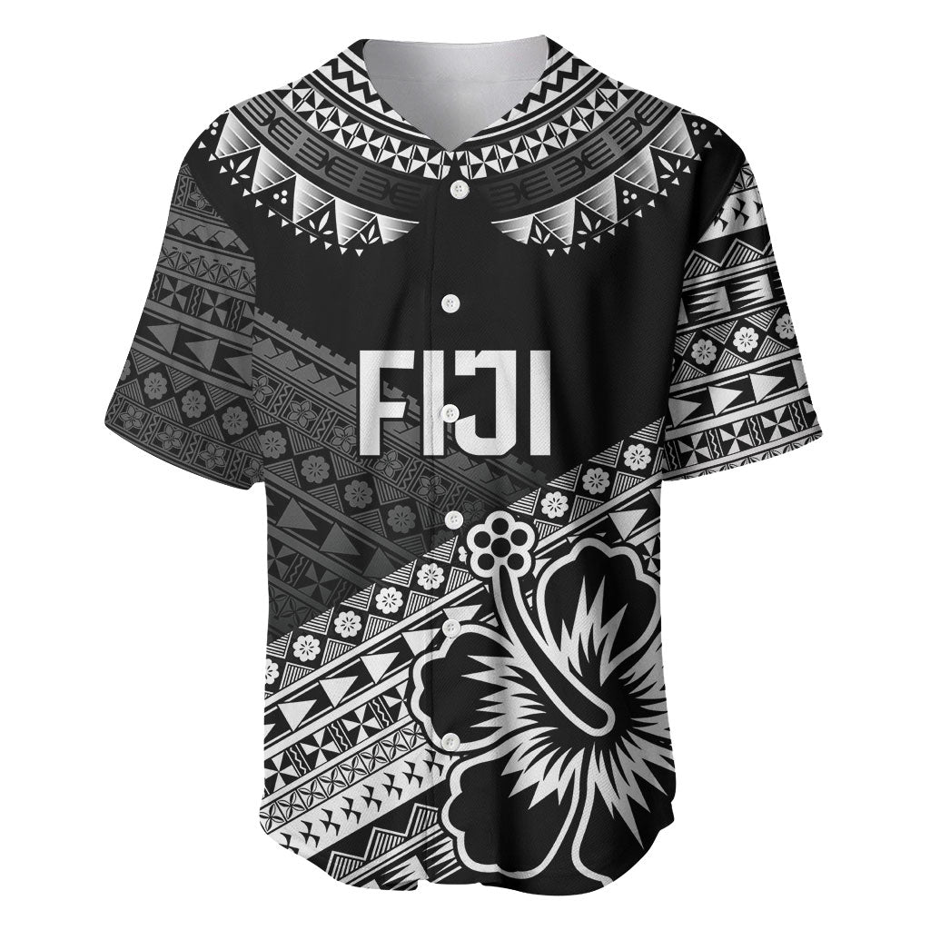 Custom Rugby Fiji Baseball Jersey Black Traditional Masi Inspired