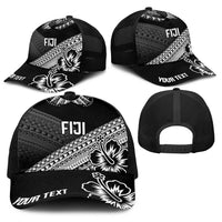 Personalised Rugby Fiji Baseball Net Cap Black Traditional Masi Inspired
