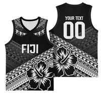 Custom Rugby Fiji Basketball Jersey Black Traditional Masi Inspired