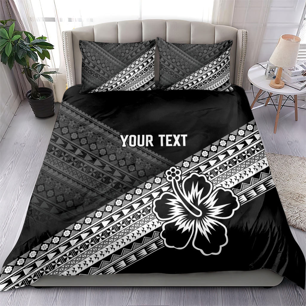 Custom Rugby Fiji Bedding Set Black Traditional Masi Inspired