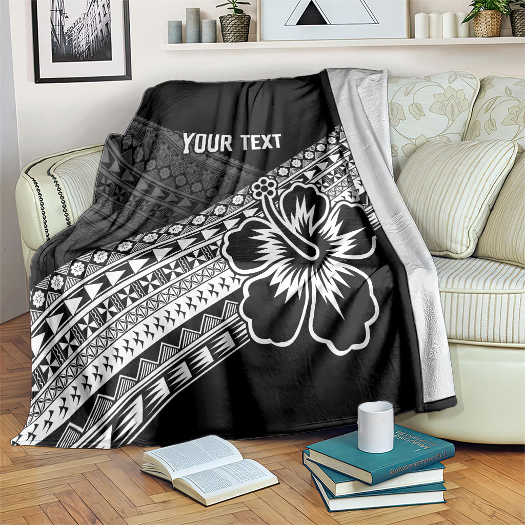 Custom Rugby Fiji Blanket Black Traditional Masi Inspired