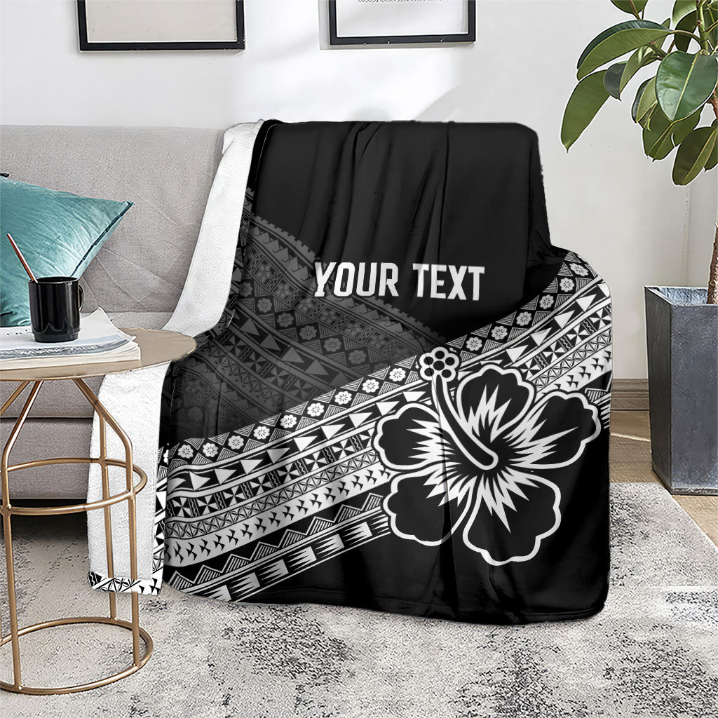 Custom Rugby Fiji Blanket Black Traditional Masi Inspired
