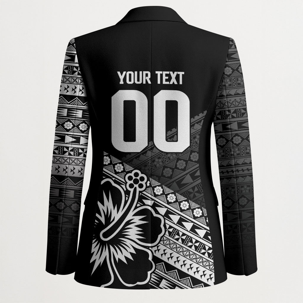 Custom Rugby Fiji Blazer Black Traditional Masi Inspired