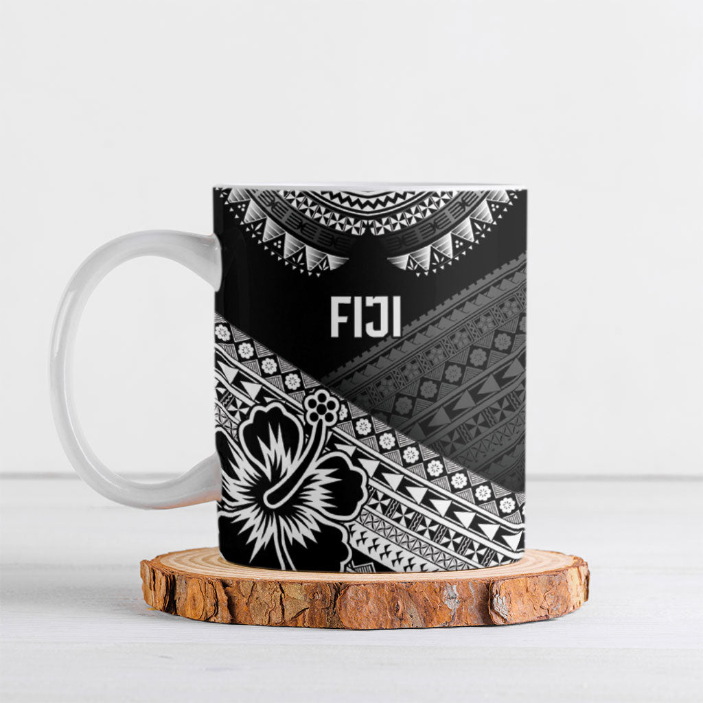 Custom Rugby Fiji Ceramic Mug Black Traditional Masi Inspired LT9 Black - Polynesian Pride