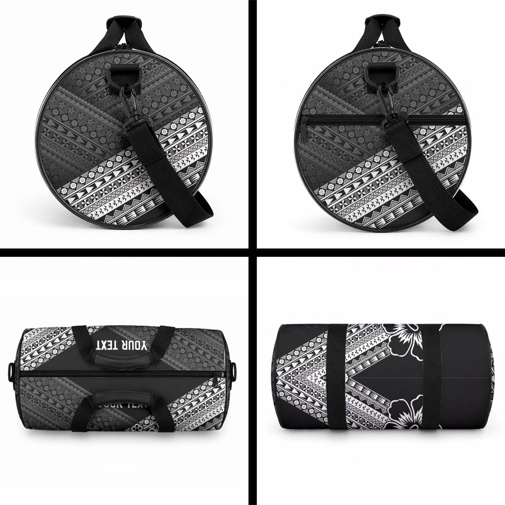 Custom Rugby Fiji Duffle Bag Black Traditional Masi Inspired LT9 - Polynesian Pride